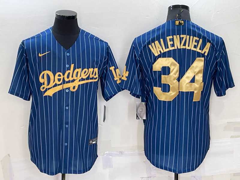 Men's Los Angeles Dodgers #34 Fernando Valenzuela Navy Blue Gold Pinstripe Stitched MLB Cool Base Nike Jersey,We sell and wholesale Men's Los Angeles Dodgers #34 Fernando Valenzuela Navy Blue Gold Pinstripe Stitched MLB Cool Base Nike Jersey on line form chian!